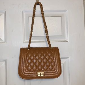 ALFA purse vegan leather in brown with gold hardware